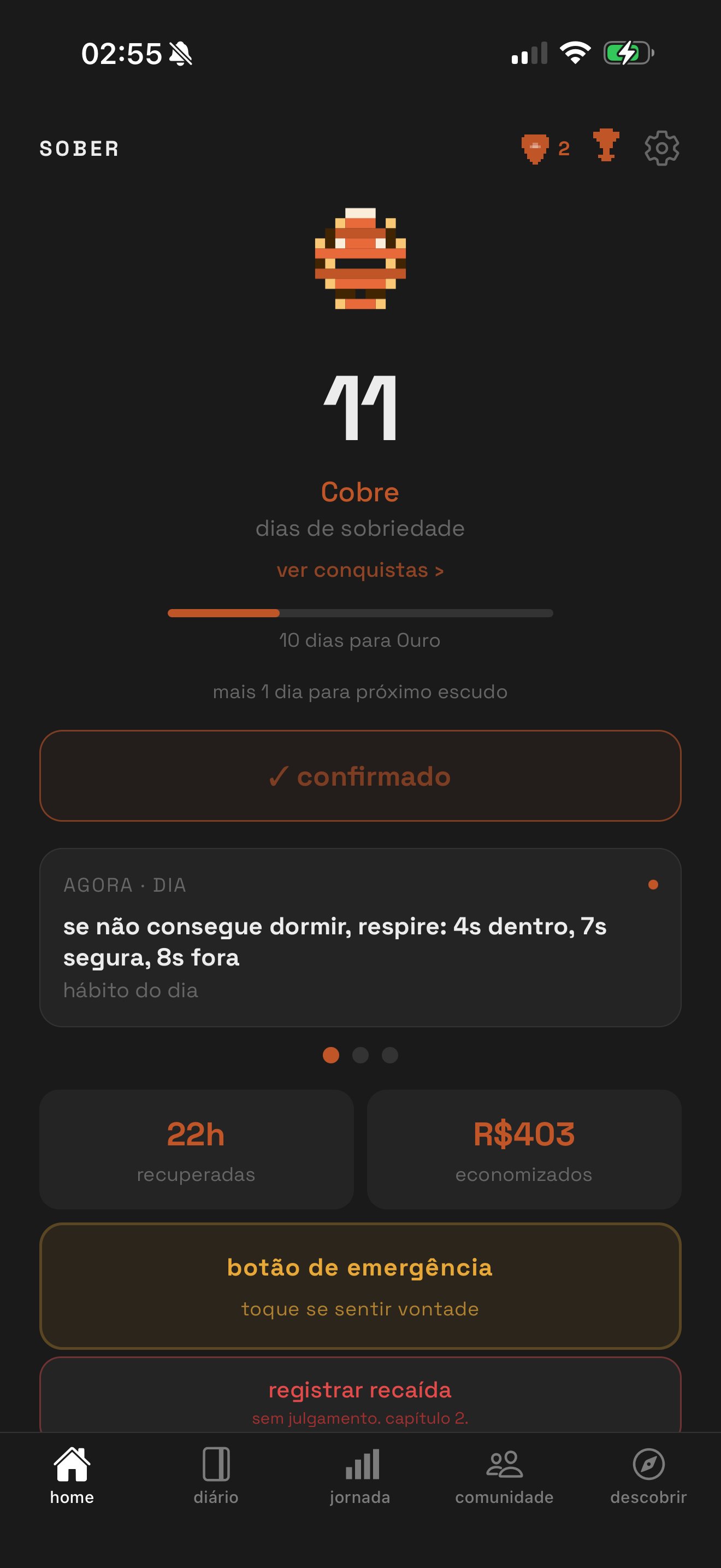 Sober · Home · rank Cobre · dia 11